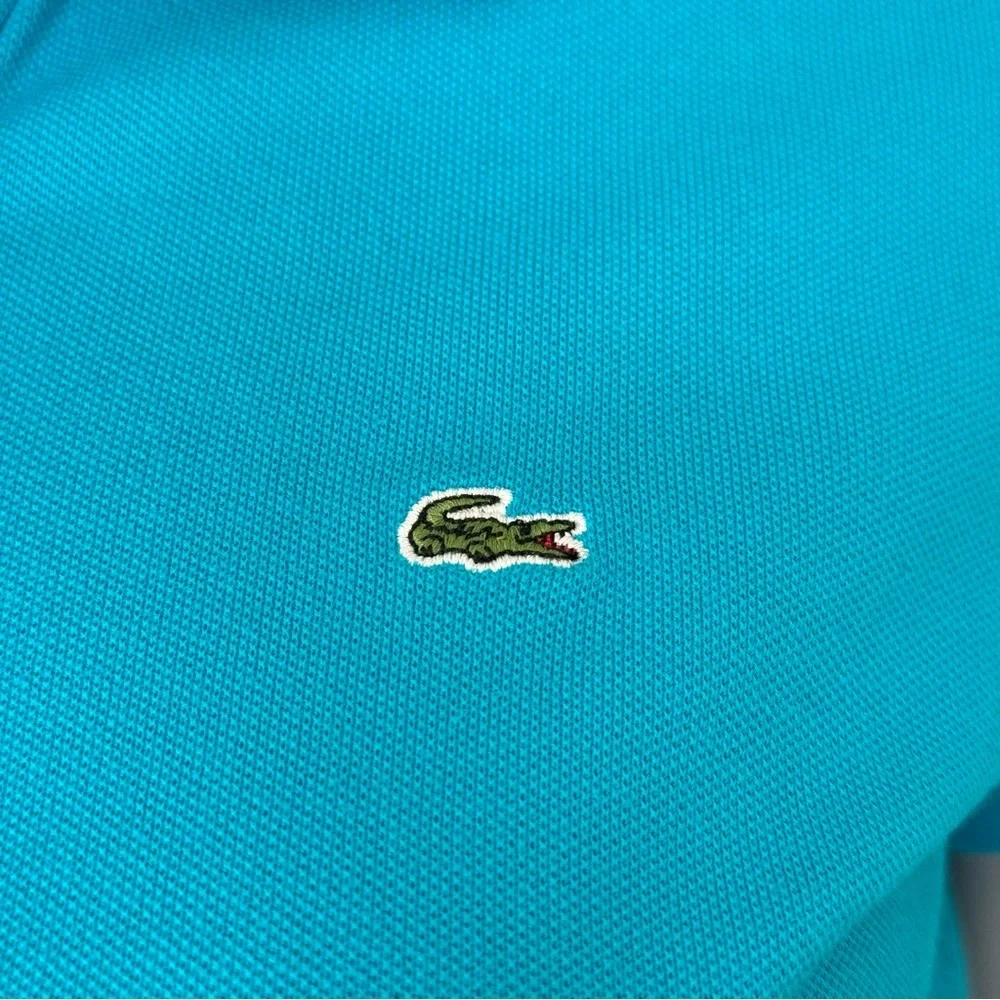 LACOSTE Pique Polo Shirt Stretch Cotton Turquoise Teal Blue Style# F811 Size 36 - Picture 4 of 16